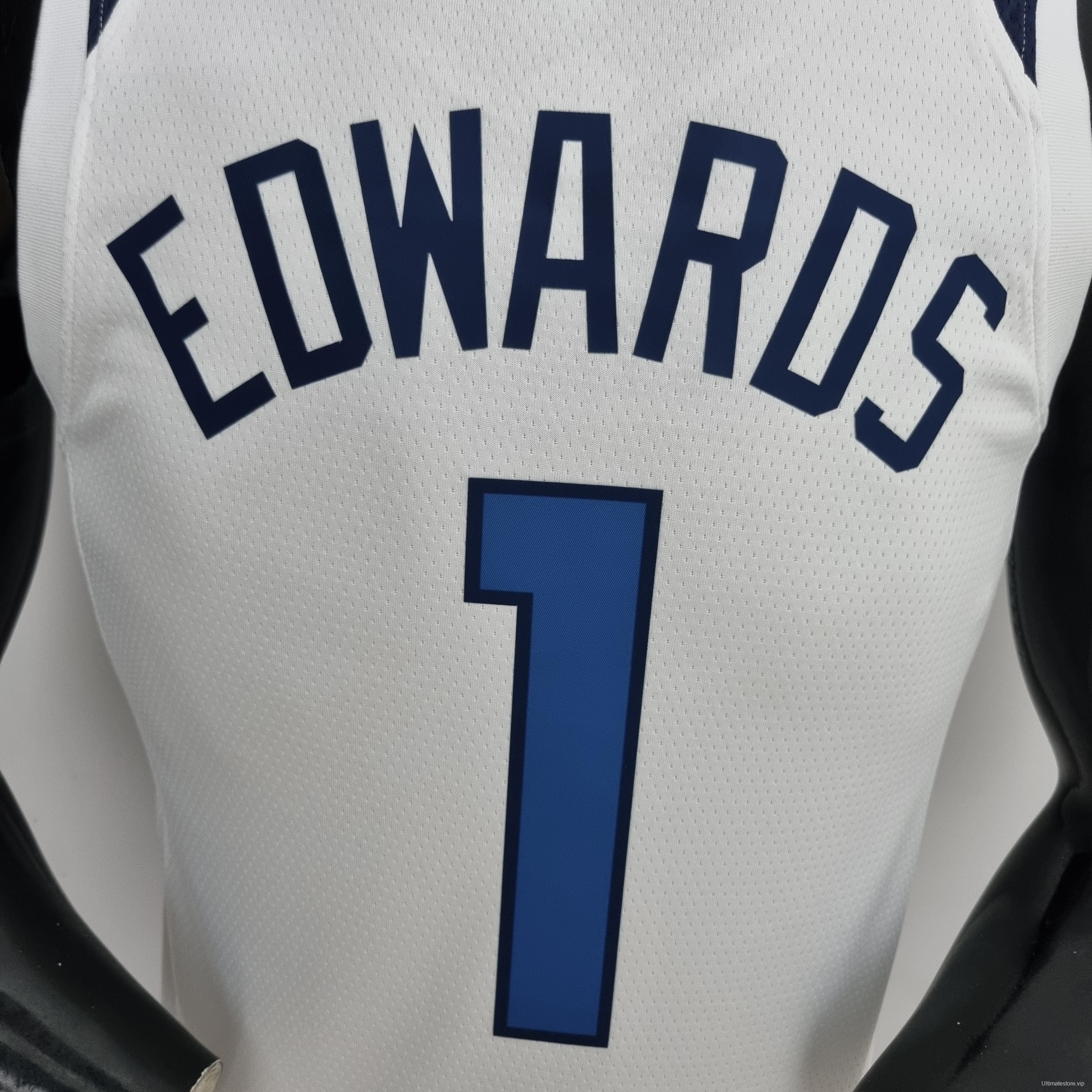 75th Anniversary Minnesota Timberwolves Edwards #1 White NBA Jersey