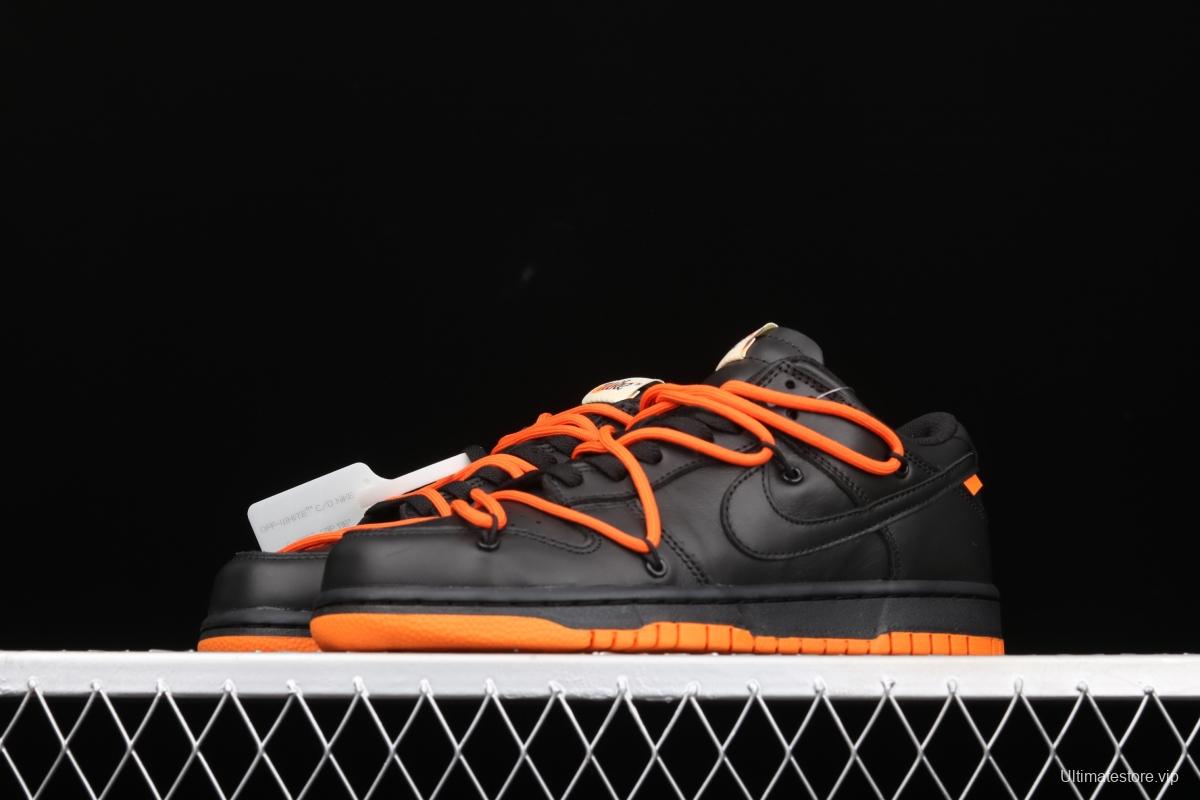 OFF-White x Futura x Nike DUNK Low Black Orange Tripartite name Black Orange Deconstruction Board shoes CT0856-005X