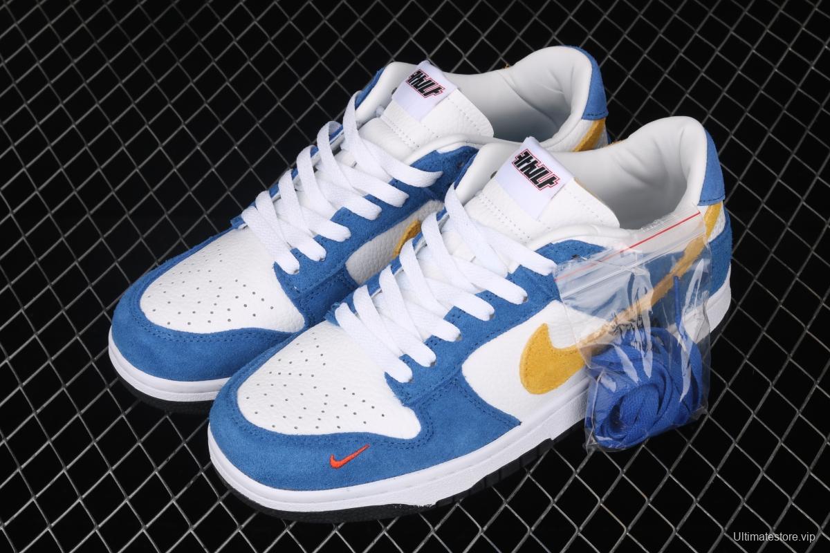 Kasina x NIKE SB DUNK Low co-signed blue and yellow retro low-top leisure sports skateboard shoes CZ6501-100