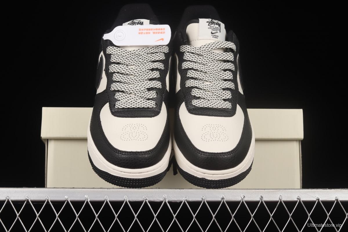 Stussy x NIKE Air Force 1 Low Stussy co-signed black and white reflective star low-top casual board shoes ST2022-618