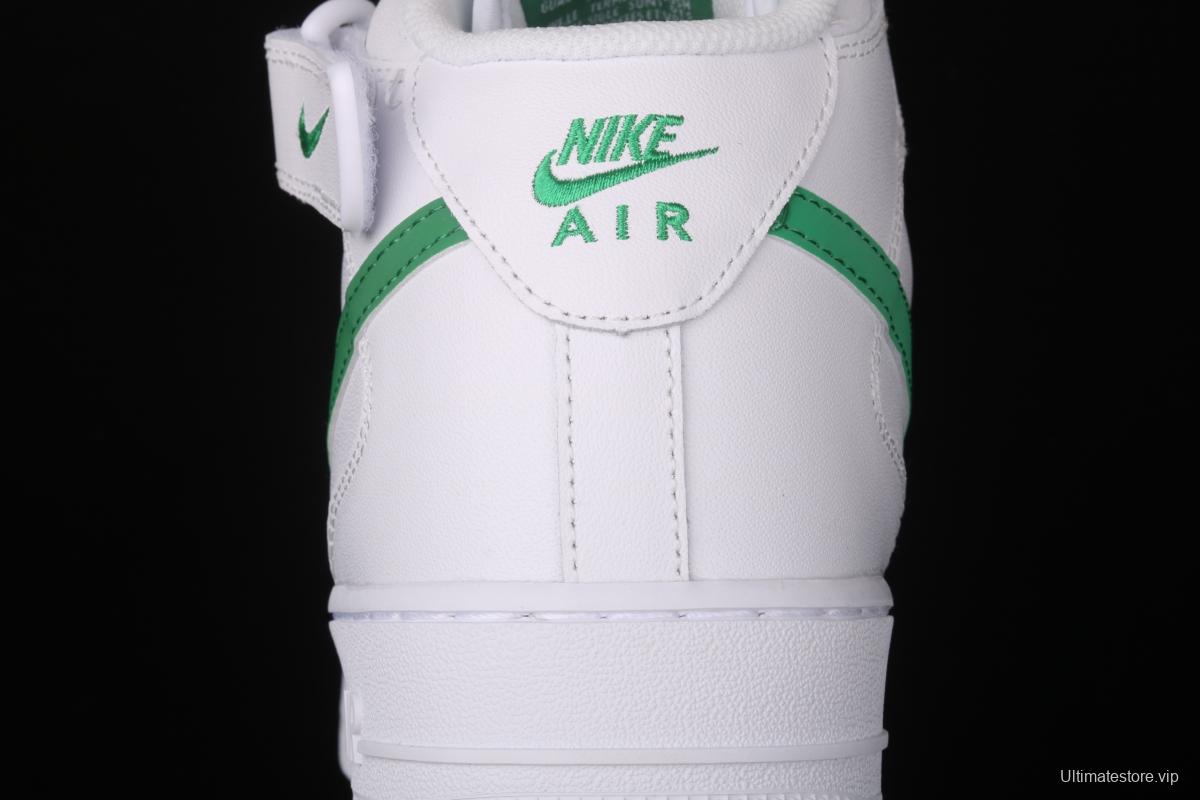 NIKE Air Force 1x07 Mid white and green 3M reflective medium-top casual board shoes 366731-909