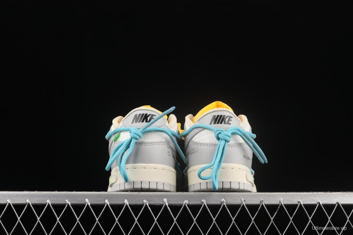 OFF-White x NIKE DUNK Low OW white gray leisure sports skateboard shoes DM1602-115