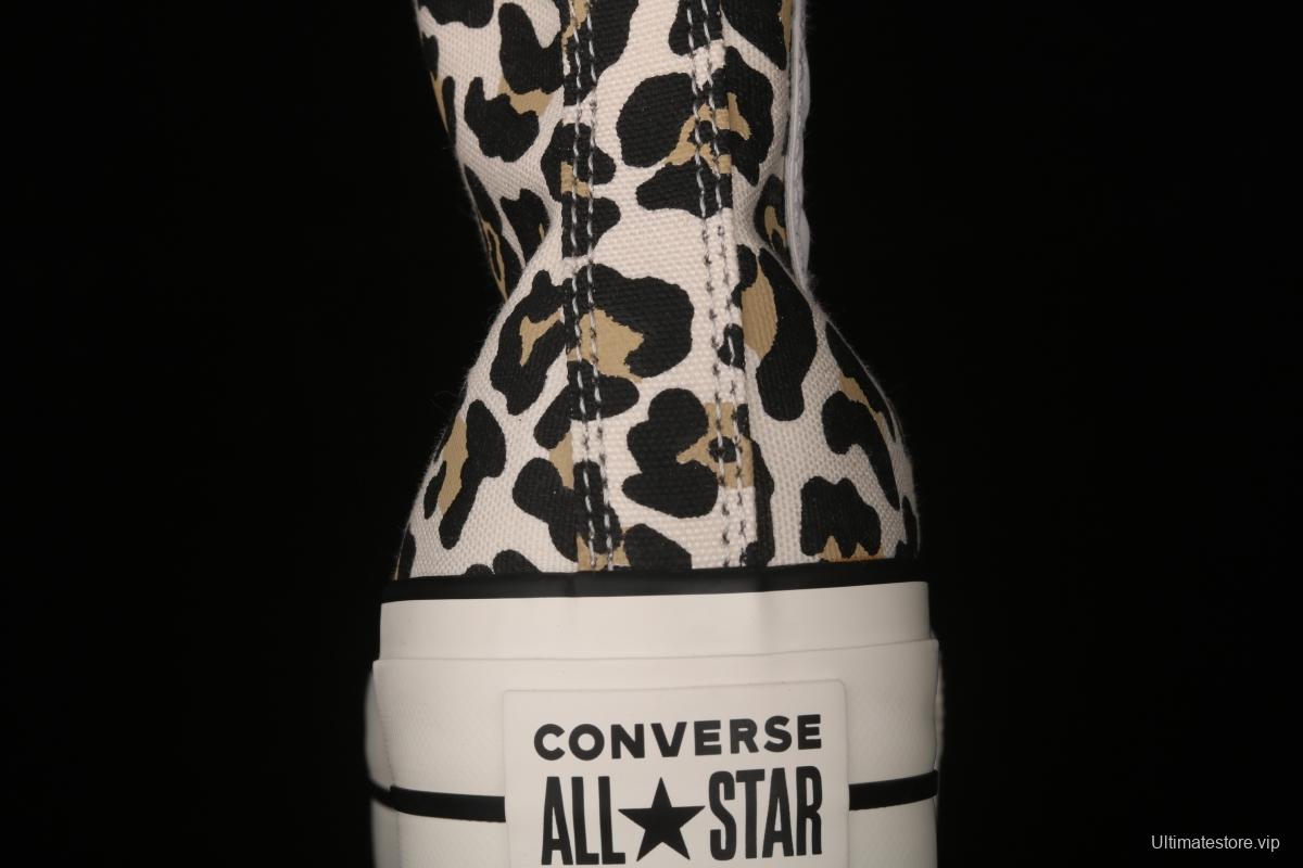 Converse All Star Lift classic leopard print thick-soled high-upper canvas shoes 570915C