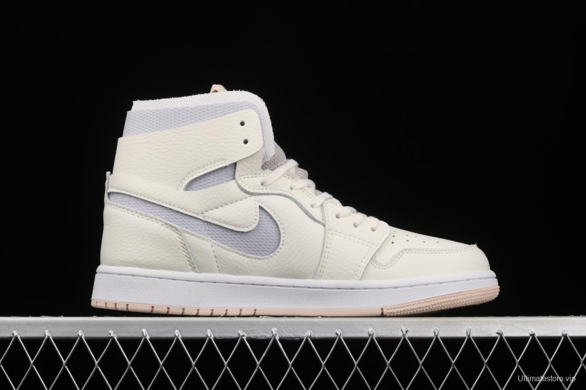 Air Jordan 1 Zoom Air CMFT Pearl White High Top Basketball shoes CT0979-107