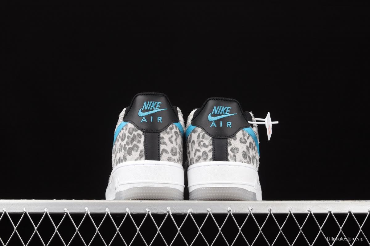 NIKE Air Force 1 Low Leopard gray, white and blue leopard print low-top casual board shoes DDJ6192-001