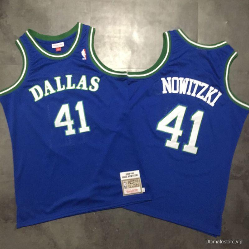 Men's Dirk Nowitzki Blue Retro Classic Team Jersey