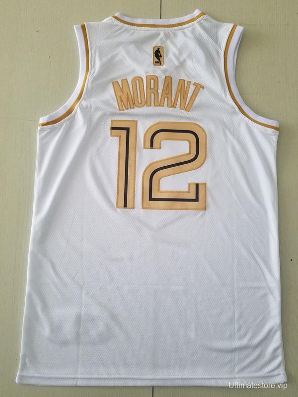 Ja Morant 12 White Golden Edition Jersey