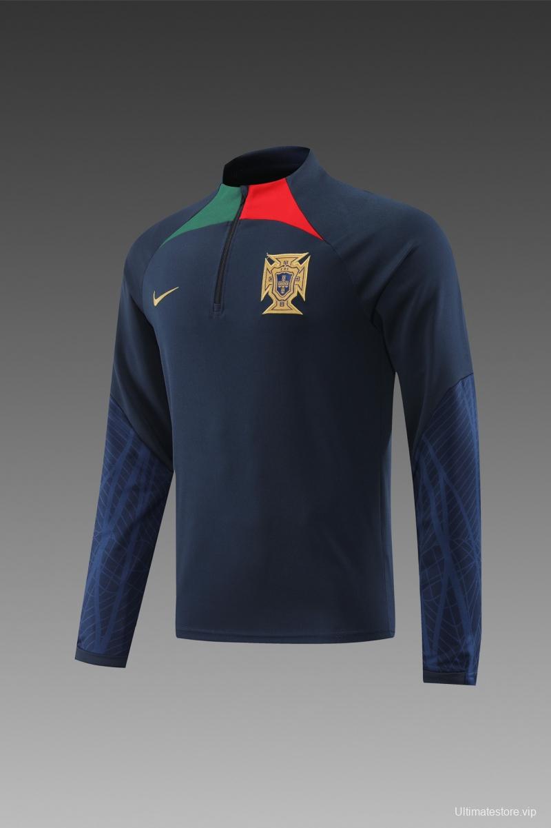 2022 Portugal Navy Half Zipper Tracksuit