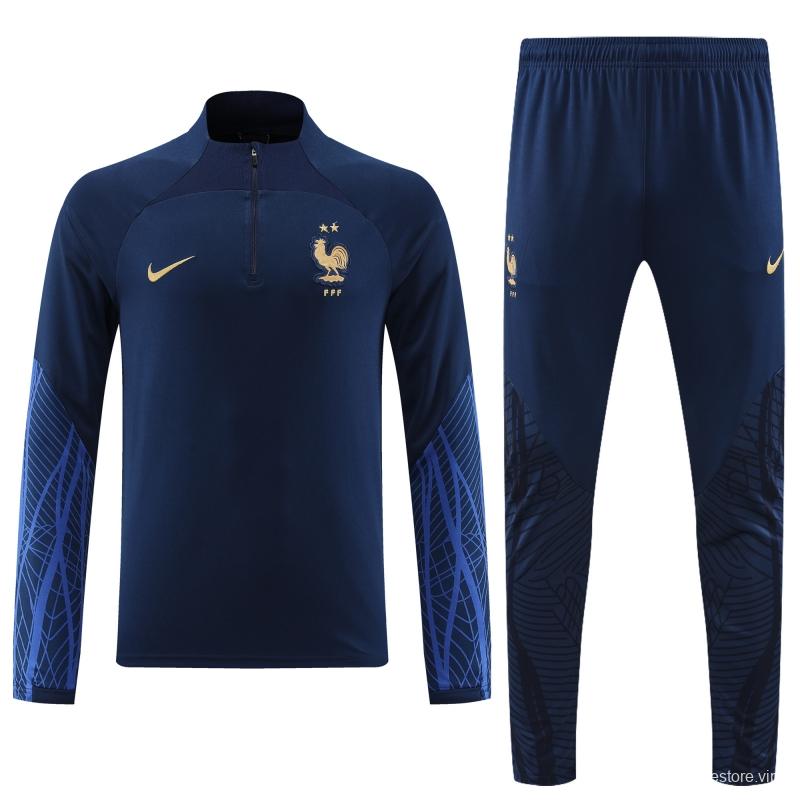 2022 France Navy Half Zipper Tracksuit Half Zipper Tracksuit