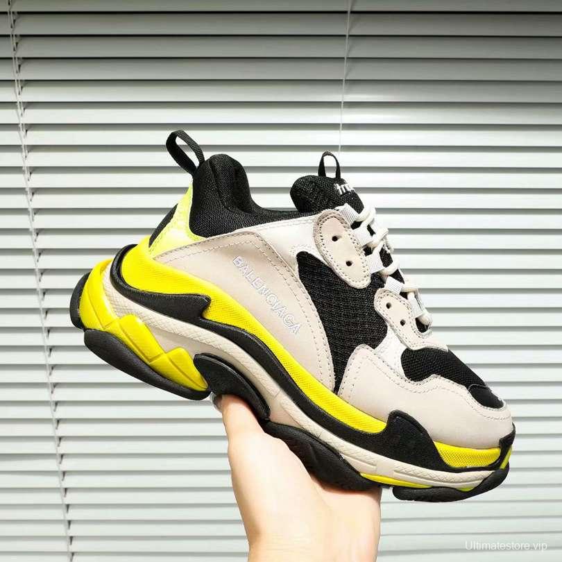 Men/Women Balenciaga Triple S  Sneaker Khaki/Black/Yellow