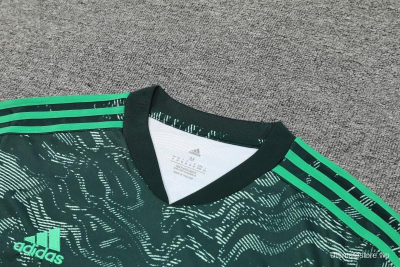 23-24 Real Madrid Black Green Pattern Short Sleeve+Shorts