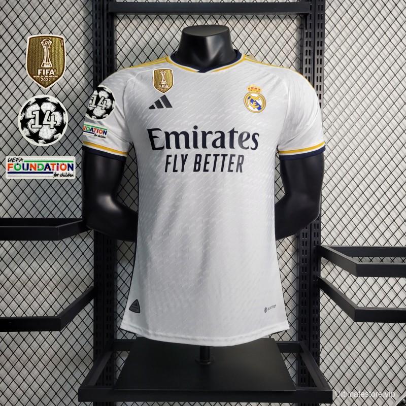 Player Version 23-24 Real Madrid Home With Full Champion Patches