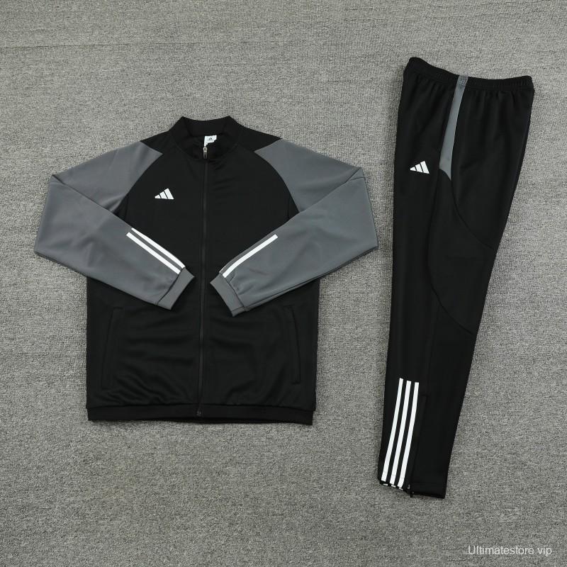 23/24 Adidas Black Grey Full Zipper Jacket+Pants