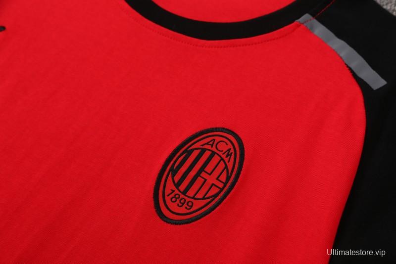 23/24 AC Milan Red/Black Cotton Short Sleeve Jersey+Shorts