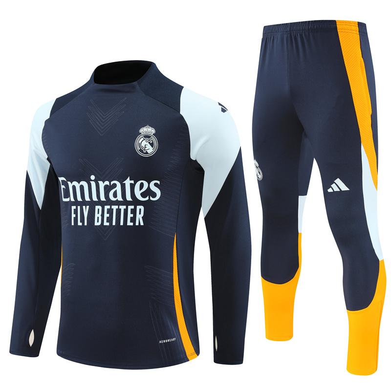 24/25 Real Madrid Navy Half Zipper Jacket+Long Pants