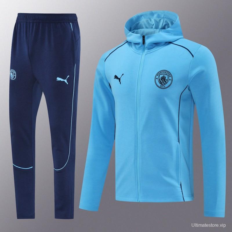 24/25 Manchester United Skyblue Full Zipper Jacket +Long Pants