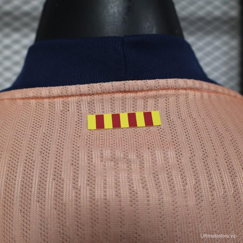 Player Version 25/26 FC Barcelona Pink 125Th Anniversary Jersey with Spotify Sponsor and Navy Blue Accents
