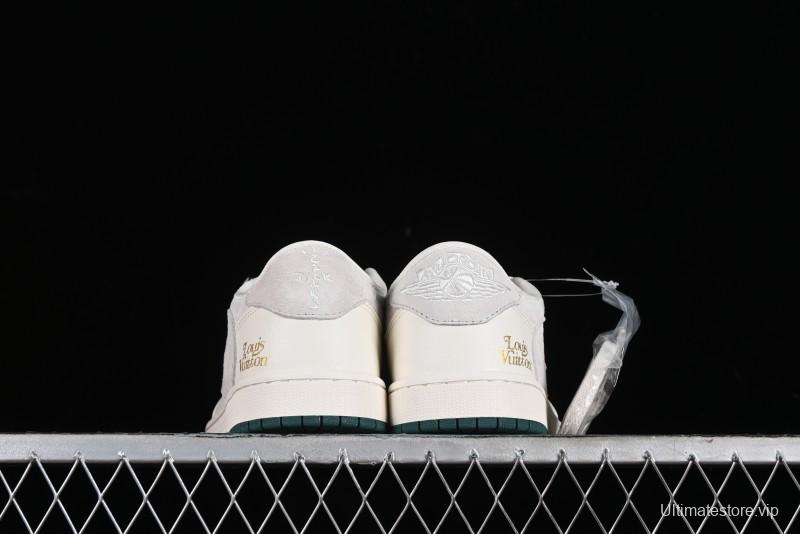 Nike Travis Scott x Fragment Design x Air Jordan 1 Low OG SP AJ1 LV Beige Grey Low-top Casual Sneakers - LJ5188-005