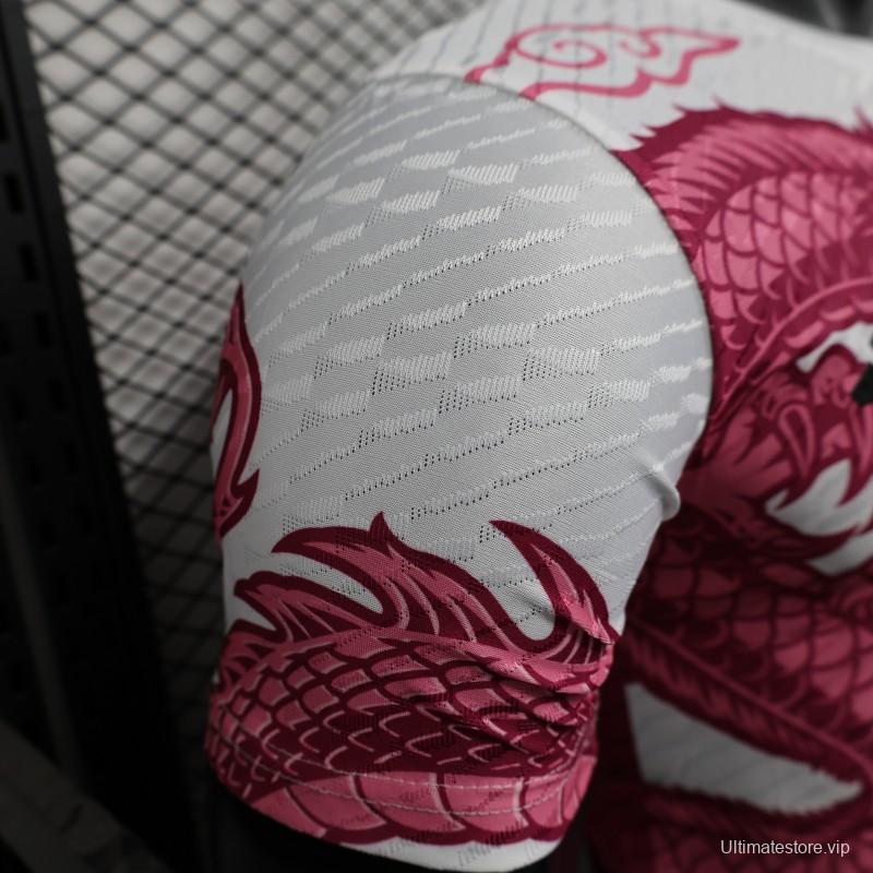 Player Version 2025 Japan National Team White with Pink Dragon Design Jersey