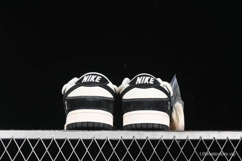 Nike SB Dunk Low Violent Bear Series - Lace-Up Beige with Black Swoosh Anniversary High-End Customized Low-Top Casual Skate Shoes - SJ2068-290