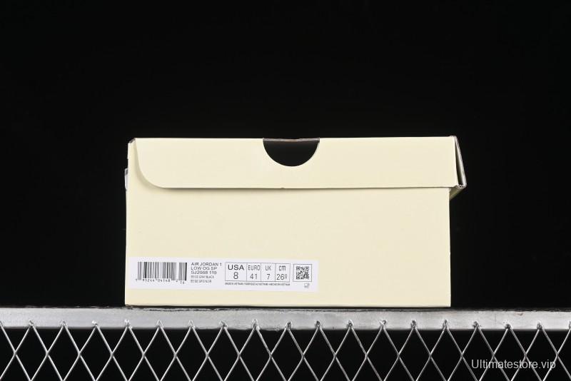 Nike Travis Scott x Fragment Design x Air Jordan 1 Low OG SP AJ1 Supreme Collaboration - Mist Blue Low-top Casual Sneakers - SJ2068-119