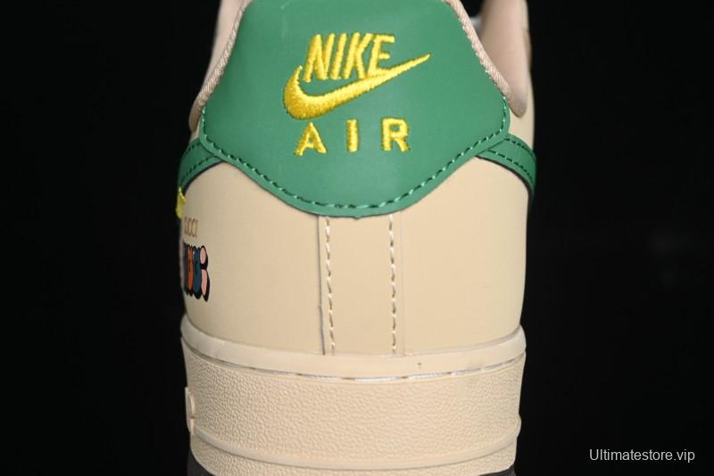 Nike Air Force 1'07 Low Gucci Collaboration White Brown Green Low-Top Casual Sneakers - KK1988-024