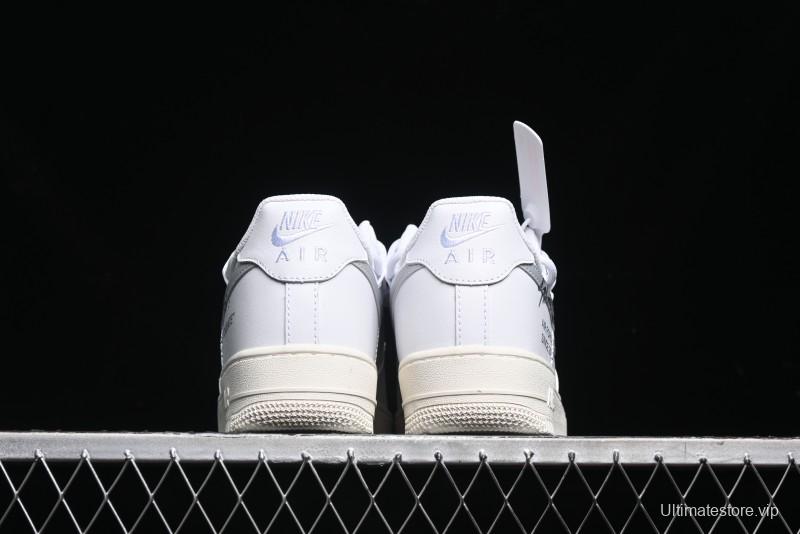 Nike Air Force 1 '07 Low Silver Hook Off-White Style Casual Sneakers - ZH0316-049