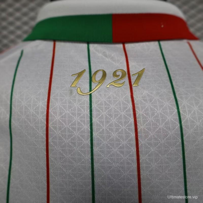 Player Version 2025 CD Palestina White with Red and Green Pinstripe Jersey