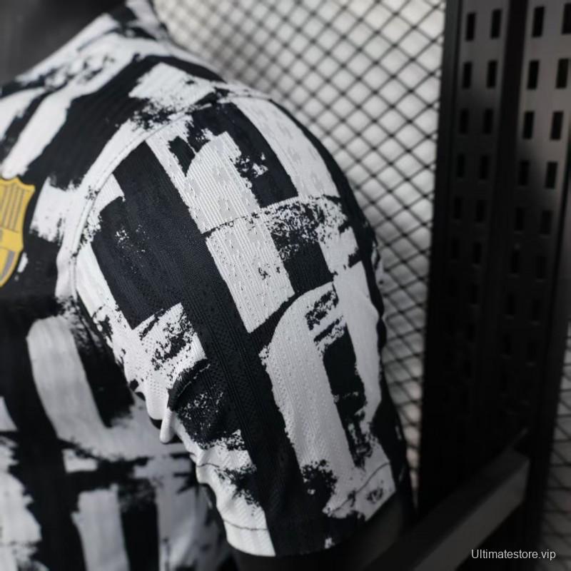 Player Version 25/26 Barcelona Black with Distressed Stripes Jersey