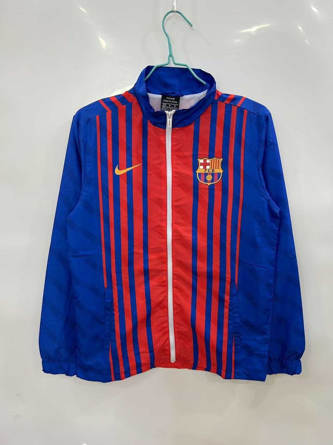25/26 FC Barcelona Blue with Red Stripes Windbreaker