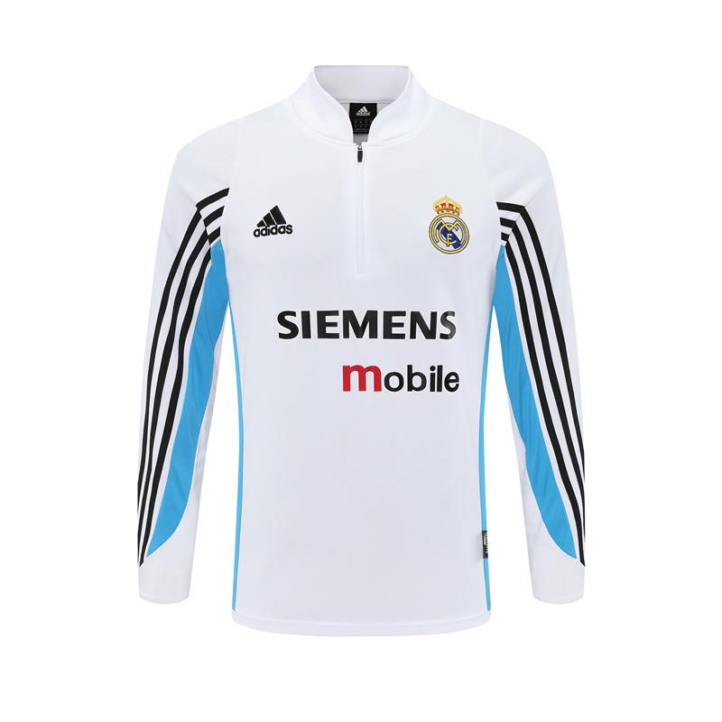 Retro 03/04 Real Madrid White Half Zipper Jacket