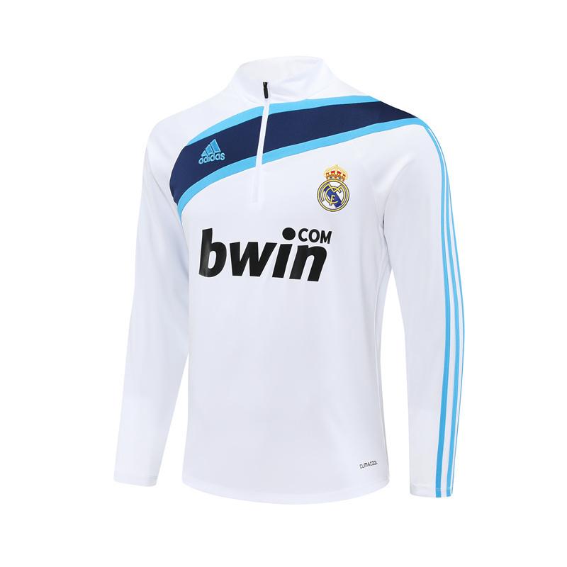 Retro 09/10 Real Madrid White Half Zipper Jacket+Long Pants