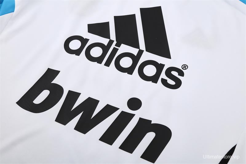 Retro 12/13 Real Madrid White/Blue Half Zipper Jacket+Long Pants