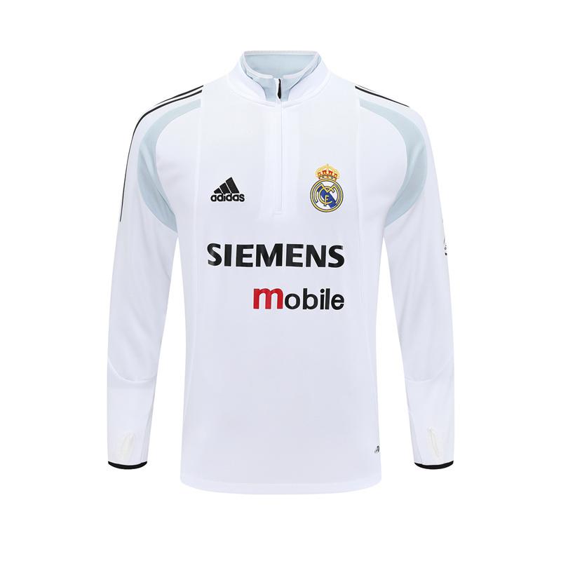 Retro 04/05 Real Madrid White Half Zipper Jacket