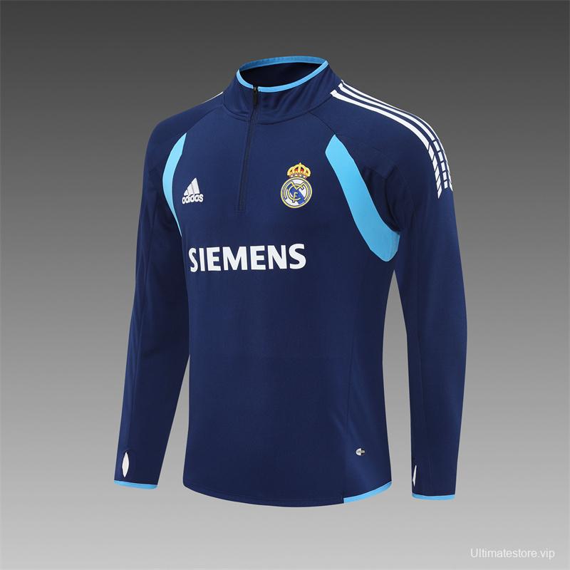 Retro 05/06 Real Madrid Royal Blue Half Zipper Jacket+Long Pants