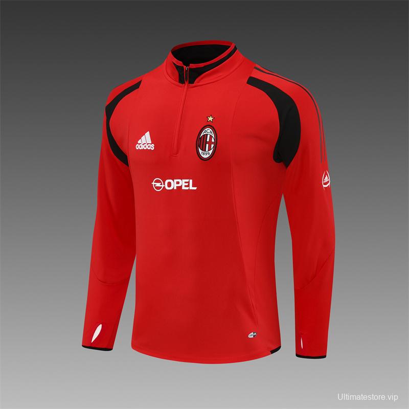 Retro 04/05 AC Milan Red Half Zipper Jacket