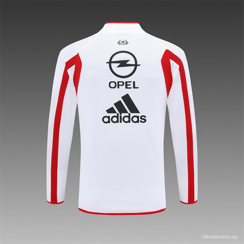 Retro 05/06 AC Milan White Half Zipper Jacket+Long Pants