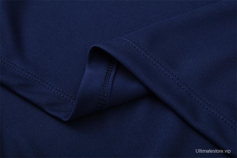 Retro 05/06 Real Madrid Royal Blue Half Zipper Jacket+Long Pants