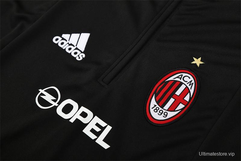 Retro 04/05 AC Milan Black Half Zipper Jacket+Long Pants