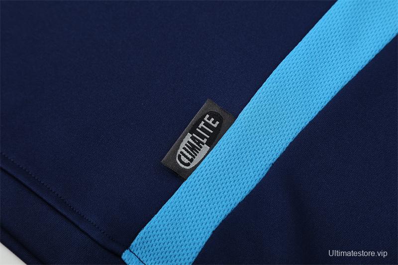 Retro 03/04 Real Madrid Royal Blue Half Zipper Jacket+Long Pants