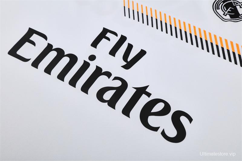 Retro 13/14 Real Madrid White Half Zipper Jacket+Long Pants