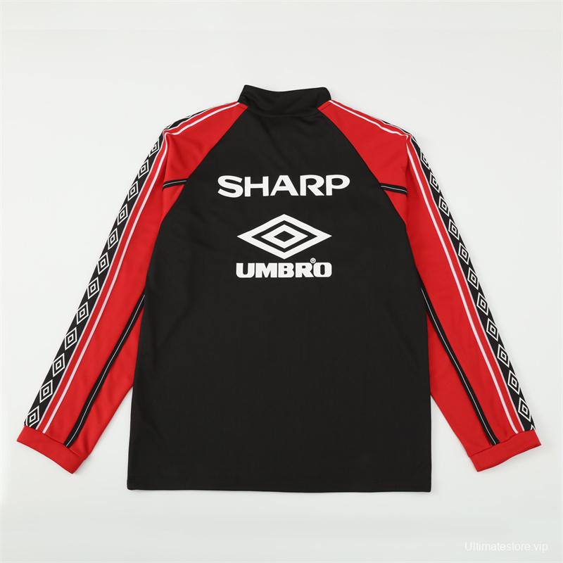Retro 98/99 Manchester United Black Half Zipper Jacket