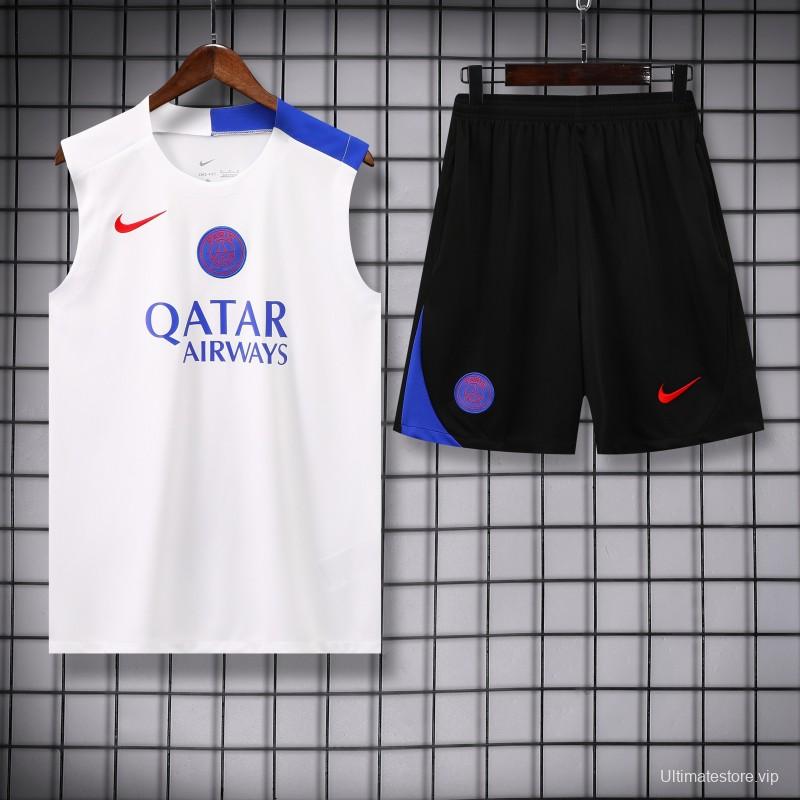 25/26 PSG White Vest Jersey+Shorts