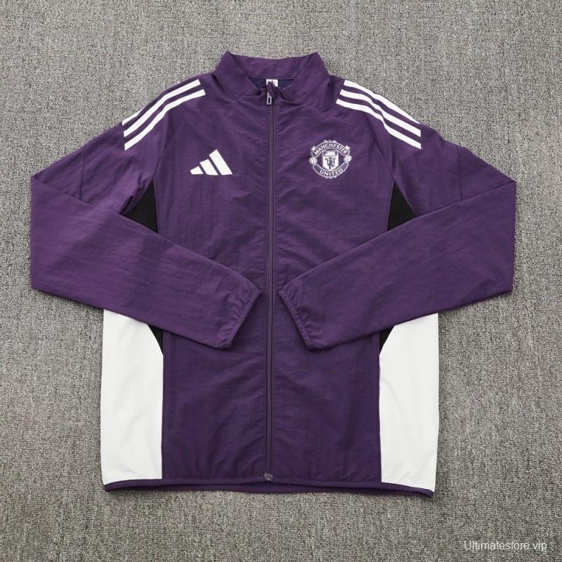 25/26 Manchester United Purple S-2XL Half Zipper Jacket+Long Pants