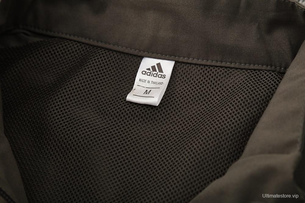 25/26 Real Madrid Dark Green Half Zipper Jacket+Long Pants S-3XL