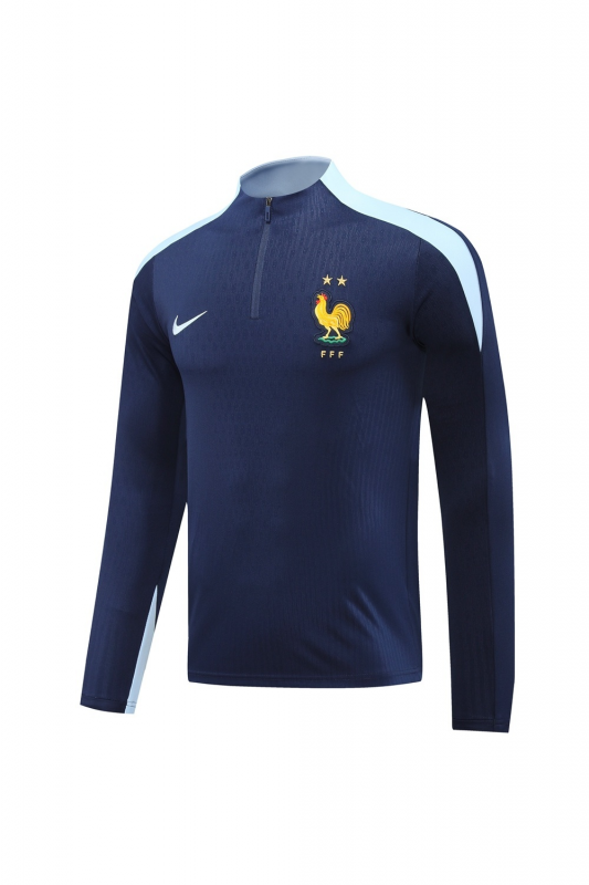 2025 France Royal Blue Half Zipper Jacket+Long Pants