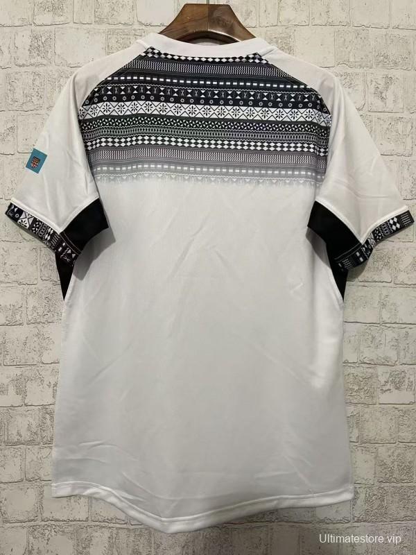 2026 Fiji Warriors White with Black Tribal Pattern Jersey