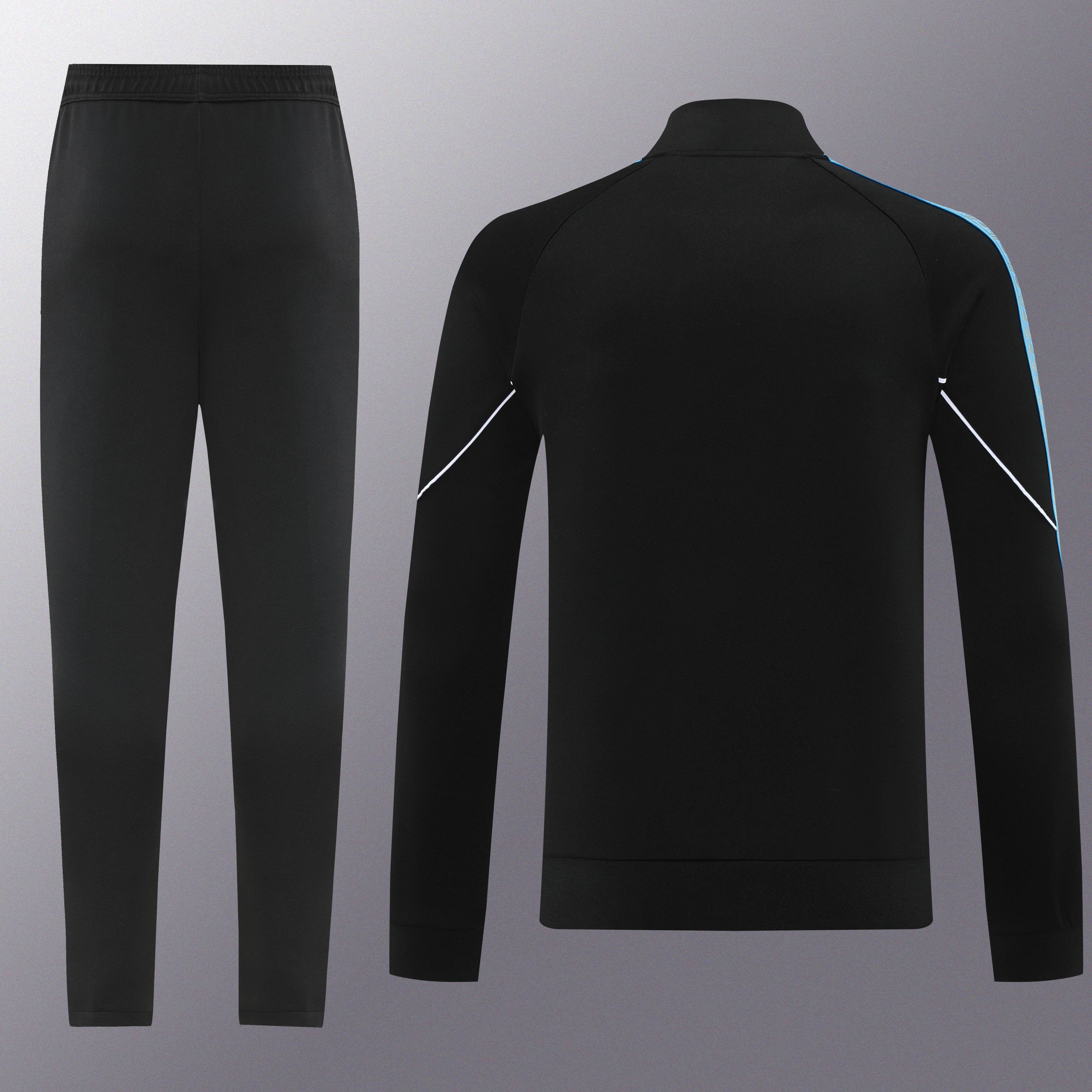 25/26 Olympique Marseille Black Full zipper Jacket Tracksuit+ long pants