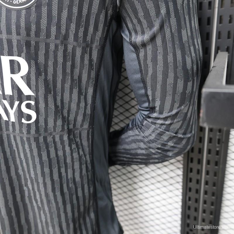 Player Version PSG 25/26 Paris Saint-Germain Black with Grey  Long Sleeve Jersey