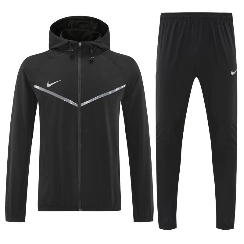 26/27 Nike Black Full Zipper Hooded Jacket Tracksuit + Long Pants